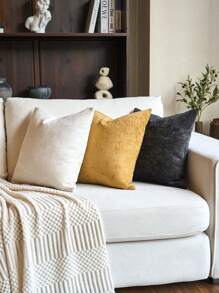 1pc Bamboo Chenille Pillow Cover (No Insert), Modern Minimalist Bamboo Chenille Decorative Cushion Cover, Suitable For Bedroom, Sofa, Car Seat, All Season