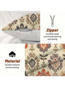 1 pieza Funda de cojín con estampado floral, conjunto de decoración del hogar minimalista bohemio, diseño con cremallera, hecho de tela de poliéster para fácil limpieza, superficie suave y mullida, adecuado para sala de estar, dormitorio, patio exterior (sin relleno de cojín)