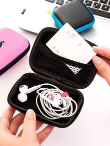 Borsa organizer in EVA con iniziali da A a Z, colore rosa, borsa per conservare cavi dati e linee USB per il viaggio, custodia per l'archiviazione di elettronica come cavi, caricabatterie, cuffie, porta auricolari per festival musicali. Accessori tech portatili e pratici per il viaggio, portafoglio con cerniera per conservare tutto il necessario. Adatto per viaggi, lavoro, scuola, conservazione di caricabatterie e organizzazione dei cavi nella camera da letto.