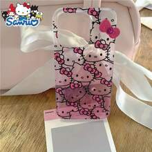 Hello Kitty Bowknot Full Screen KT Gradient Case kompatybilny z iPhone 15 14 13 12 11 Pro Max XR XS MAX 7 8 Plus różowy futerał ochronny