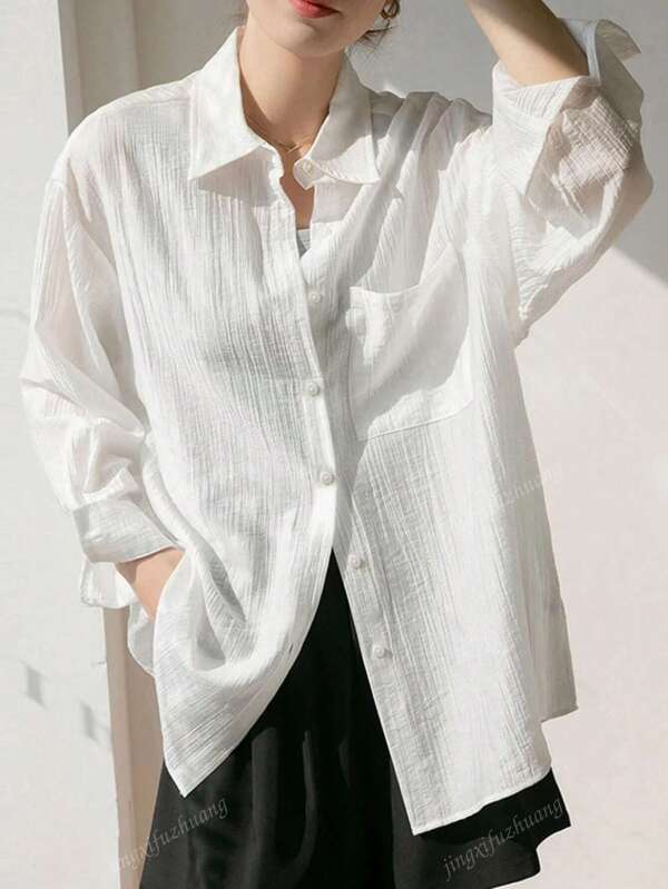 Women Sun Protection Button Down Shirts Summer New French Blouse Long Sleeve Tops Casual Lightweight Breathable Cooling Blouse