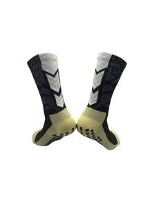 男式女式迷彩箭头足球袜透气运动硅胶防滑足球袜，秋季袜子