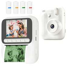 Cameră foto instantanee pentru copii cu video HD 1080P, baterie reîncărcabilă de 1300mAh, obiectiv cu zoom 8X și 2 moduri de imprimare - Cameră digitală cu 4 role de hârtie color și 4 jocuri, cadou perfect pentru băieți și fete cu vârste cuprinse între 3 și 12 ani, 12+, mini cameră instantanee, fotografie distractivă, design potrivit pentru copii, construcție durabilă, fotografi tineri
