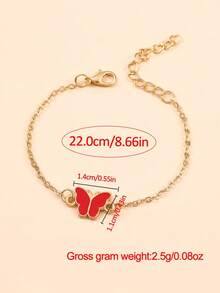 5pcs/Set 1pc Girls PU PU Watch Band Fashion Rhinestone Decorated Star Pattern Round Dial Quartz Watch &4pcs Butterfly Jewelry Set For Everyday Life Back To School - Red - View 5