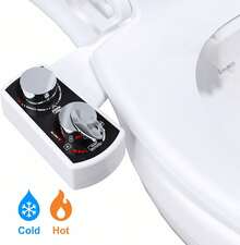 Jinxell Bidet Attachment For Toilet, Hot And Cold Water Spray Non-Electric Dual Nozzle For Frontal & Rear Wash, Adjustable Water Pressure Control, Self Cleaning Water Sprayer - 黑色 - 查看 1