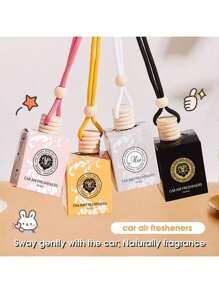 1 Pc 8ml Car Aroma Pendant, Lovely Car Air Freshener, Deodorant, Fresh Air, Women's Car Pendant Decoration, Suitable For Everyday Appearance, Travel, Suitable, Bathroom, Wardrobe, Bedroom, Living Room, Valentine's Day Gift, Four Flavors To Choose From