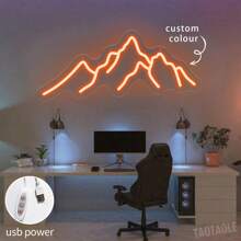Personalisiertes LED-Neonschild für Bergkette, personalisiertes Wanddekor-neon-Schild, Schlafzimmer, Büro, Hotel Store Club Garage Dekoration, Weihnachtsgeschenk-neon-Sign, Geburtstags- und Hochzeitsfeier-Dekoration