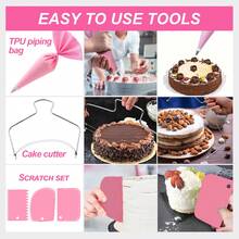 Cake Decorating Supplies Kit Tools 356pcs, Baking Accessories With Cake Turntable, Pastry Piping Bag, Piping Icing Tips For Beginners - Pink - View 7
