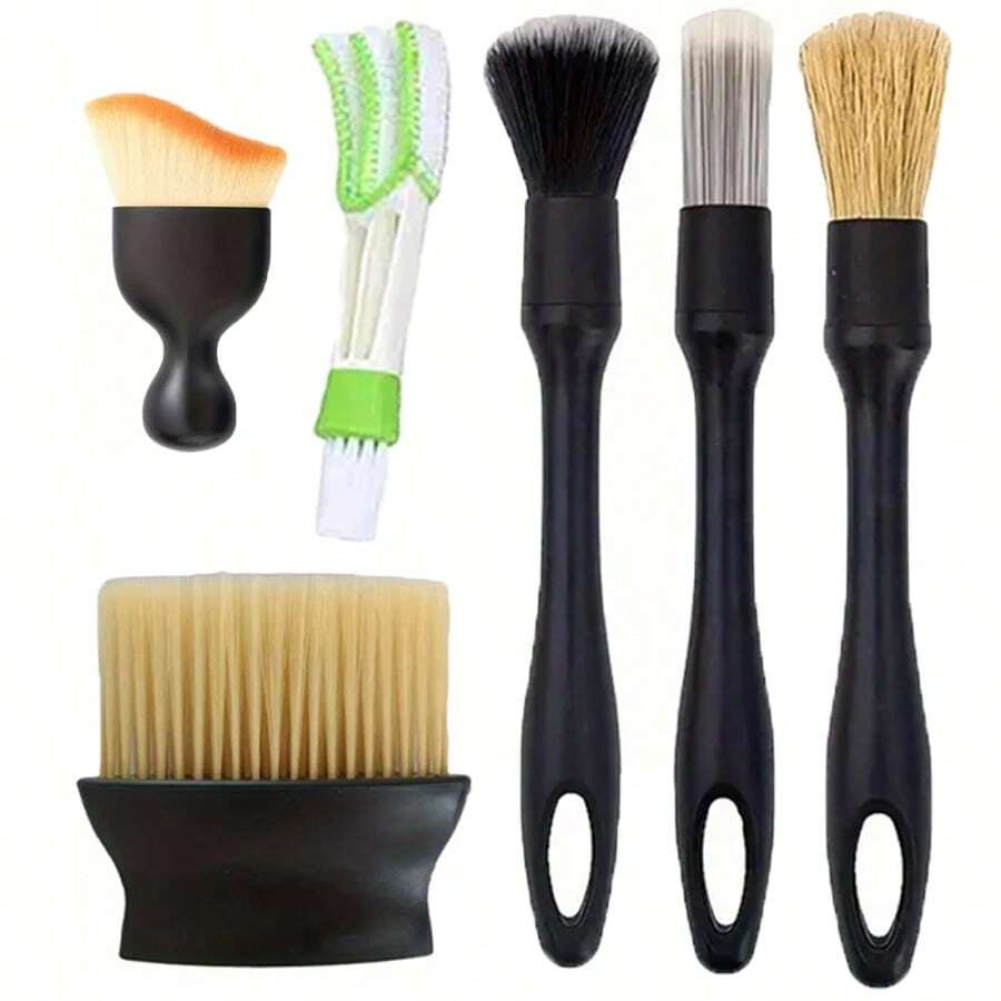 Multifunctional Car Detailing Brush Set For Cleaning Interior Or Exterior, Car Interior Dust Removal Brush With Soft Bristles & Ergonomic Handle, Multi-Surface Cleaning Tool For Air Vents, Dashboard, Center Console, Wheels, Leather Upholstery Seat, Compact Car Care Accessory, Ergonomic Grip, Car Cleaning Accessories