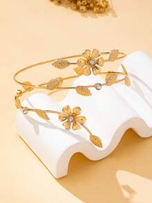 花卉简约臂环，可调节时尚臂套 - 小花臂環金黃色 - 查看 4