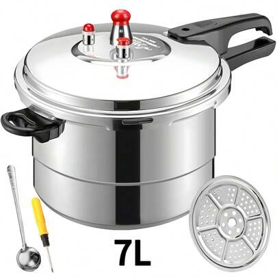 FBXGT 7L / 9L Olla de Presión Express de Aluminio 9 Litros de Ollas Sopa Carnes con 8 Sistemas de  Antiadherente Vaporera Electrodoméstico de Cocina Compatible Estufa De Gas más para Cocina (7L/24cm)(9L/26cm)