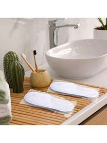 40Pairs/20Pairs  Disposable Slippers, Medium,Unisex Slippers, Wedding Waiting Slippers For The Bride, Groom, Bridesmaid And Groomsman, Spa, Hotel, Home And Travel Portable Slippers,Disposable Slippers For Guests - 白色 - 查看 2