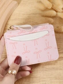 محفظة صغيرة صغيرة ذات نمط حب فيونكة وردية، محفظة ضيقة للنساء، رقيقة، خفيفة الوزن، قابلة للنقل بطبقات متعددة، بطاقة هوية، بطاقات ائتمانية صغيرة، فاشون، مودرن، حافلة، للذكرى السنوية، هدية عيد الميلاد، للبنات، للسيدات، لوازم الحقيبة المدرسية لغرفة السكن المدرسي والعودة إلى المدرسة - وردي - مشاهدة 8