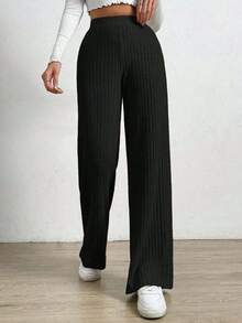 Pantalones De Mujer Moda Stretch Pantalón Cintura Media Salir Cita - Negro - Ver 2