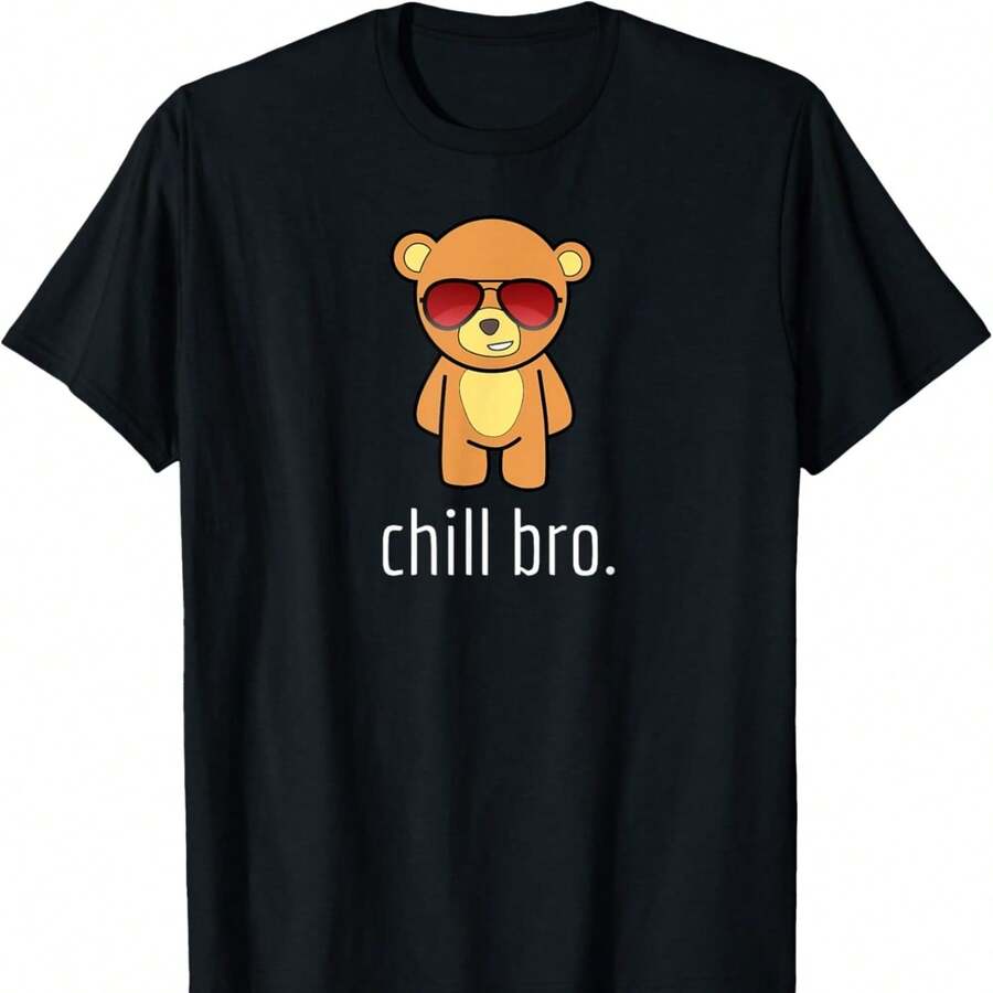 Chill Bro Teddy Bear T-Shirt T-Shirt Camisetas - Đen 26 - Xem 1