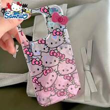 Hello Kitty Bowknot Full Screen KT Gradient Case kompatybilny z iPhone 15 14 13 12 11 Pro Max XR XS MAX 7 8 Plus różowy futerał ochronny
