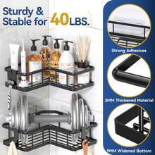 Corner Shower Caddy Organizer, 3-Pack Self-Adhesive Rustproof Bath Shelves With Soap Holder & 4 Hooks, Large Capacity Shower Storage Rack For Bathroom Organization - 粉色 - 查看 2