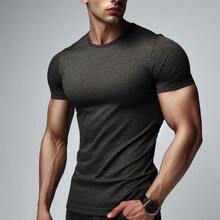 Playera Hombre, Manga Corta, Cuello Redondo, Corte Ajustado - Gris Oscuro - Ver 4