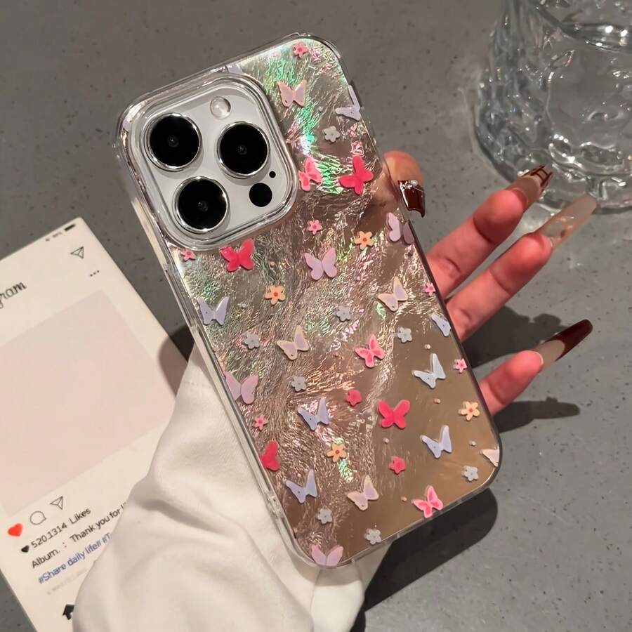 Funda para phone 16 Pro/ 15/ 14 Plus/ 13/ 12/ 11 con diseño floral colorido y protección antigolpes. - Blanco - Ver 1