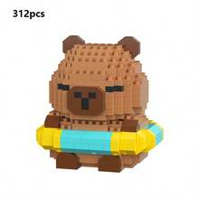 1 可爱水豚成人 14+ 积木，400+ 块，生日礼物，DIY 动物系列积木，桌面装饰，减压，缓解压力，家居收藏装饰，组装玩偶，办公桌面摆件，节日礼物，父亲节礼物，结婚礼物，婚礼装饰，毕业礼物