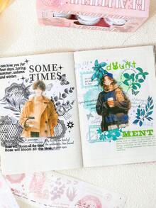 6 卷/盒精美植物花卉图案贴纸、不对称形状计划簿装饰贴纸卷、DIY 剪贴簿装饰文具和礼品包装装饰贴纸套装、时尚学校用品、返校必备品 - 送给朋友的礼物