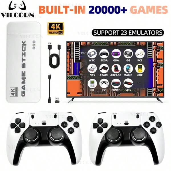 Consola de videojuegos arcade retro M15 con 20,000+ juegos, salida 4K y mando inalámbrico, compatible con juegos de PS1, NES, GBA y arcade. Enchufar y jugar.