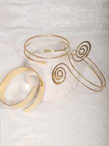 1pc Sexy Minimalist Metal Wire Silver Bangle Bracelet, Vacation Style Alloy Arm Cuff Bracelet For Women, Beach Bikini Accessory