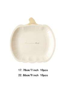 Pumpkin Party Plate, Autumn Disposable Paper Plate, 7/9-Inch Pumpkin Shaped Thanksgiving Plate, Suitable For Autumn Harvesting Utensils Party Supplies, Baby Showers, Gender Reveal Decoration - Multicolor - View 2