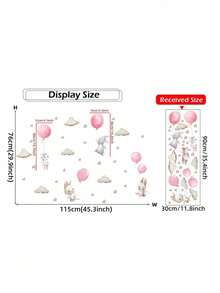 粉色兔子气球儿童房婴儿装饰贴纸适用于婴儿童房墙壁婴儿洗澡家庭装饰礼物 - 粉色 - 查看 2