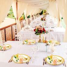 50/100个7英寸和9英寸金箔边纸盘，一次性白色纸盘，适用于生日、婚礼、圣诞节、新年、新娘送礼会派对用品装饰 - 金色 - 查看 9