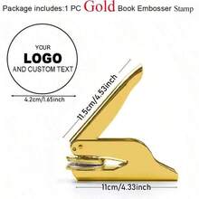 1PC Custom Embosser, Personalized Book Embosser, Book Embosser, Custom Book Embosser, Book Lover Gift, Paper Embosser-Gold, Ornamental, Reusable, Multi-Functional, Modern, Colorful Clients, Students, For Business/Work/Office, For School, School Supplies, For Teenagers, Junior High School Students, Middle School Students, High School Senior High School Students, College Students, University Students, Freshman, Sophomore, Underclassmen,Office Decor - Gold - View 13