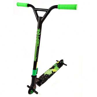 Rexco Green Stunt Scooter Kids Adults Fixed Bar Pro Push Kick 360 Degree Wheel Trick Street