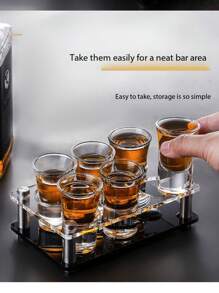 亚克力子弹杯架，酒吧/KTV啤酒杯架，酒杯/红酒杯架 - 透明+黑色底 - 查看 2