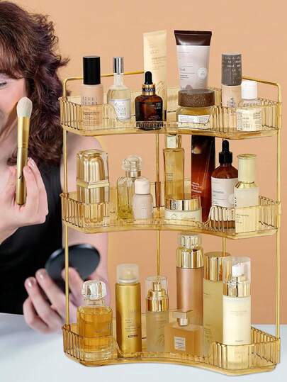 Organizador de Bancada de Banheiro de Canto - Adequado para Balcão de Banheiro em Canto de 90° - Organizador de Maquiagem de Grande Capacidade - Armazenamento e Arranjo de Beleza - Porta-Perfumes Diários para Casa/Porta-Temperos de Cozinha/Prateleira de Exibição de Beleza/Organizador de Mesa de Escritório - Acessórios de Armazenamento Multifuncionais - Decoração de Quarto - Decoração Doméstica