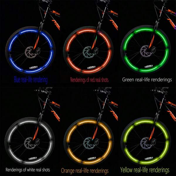 Bicycle Reflective Sticker For Bike Wheels Rainbow Red White Sticker For Car Motocycle Night Safety Warning Sticker