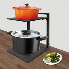 2 Tiers Pot Rack Organizer, Adjustable Pot Pan Stand Organizer Rack, Detachable Kitchen Pan Holder Organiser Stand For Kitchen Counter Cabinet - Black - View 4