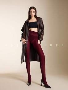 1 件经典时尚透明连裤袜，优雅多场合百搭设计，适合日常穿着 - 酒紅色 - 查看 2