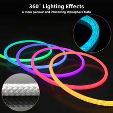 [360 Grad Kreismesh LED Licht] 1 Stück Weltraum-Thema USB betriebener LED Neon Lichtstreifen, 360 Grad Kreismesh Muster, mehrfarbiges RGB+IC flexibles Silikonlicht für Weihnachtsparty DIY - Verschiedenfarbig - Übersicht 3