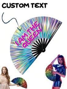 1pc Customizable Folding Fan,Custom Folding Fan, Large Folding Hand Fan Men/Women Rave Fan, Chinese Kung Fu Tai Chi Hand Fan Black Vintage Foldable Hand Fans,High-Quality Fabric Folding Fan, Carnival Fan, Party Fan, For Cooling, Party Decoration, For Dancing, Festival, Gift, Home Decorations