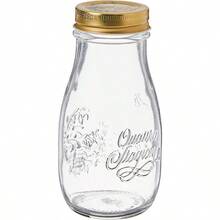 Four Seasons Glass Canning Jar And Drinking Bottle 13.5 Oz. With Gold Metal Sealing Lid Made In Italy. - 13.5 oz. - View 1