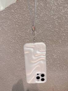 极简奢华白色不对称波浪时尚手机壳，高级3D波浪图案白色手机壳，配水钻腕带，兼容 17 Pro Max/17 Pro/17 Air/17/16 Pro Max/16/16 Pro/16 Plus/15/15 Pro Max/15 Pro/15 Plus/11/12/13/14 Pro Max/11 Pro/11 Pro Max/12 Pro/12 Pro Max/13 Pro/13 Pro Max/14 Pro/14 Pro Max/14 Plus，简约创意软壳，春季礼物 - 高級白色+鑽飾手繩 - 查看 6