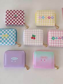 1 PC Girls Square Coin Purse Cartoon Cute Bunny Multi-Card Slot Short Card Holder Student PU ID Bag Wallet