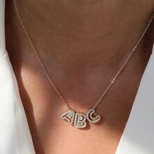 26pcs English Letter Pendant Necklace, Stainless Steel Curb Chain, Fashion Accessory
