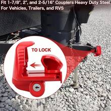 High Security Hitch Lock Caravan Trailer Hitch Coupling Tow Lock Universal With Key - Red - View 4