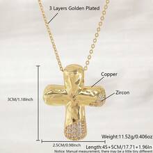 1 Pc Luxury Simple Cubic Zirconia Bubble Cross Necklace, Exquisite Gold Cross Necklace Clavicle Chain, Suitable For Women/Girls Daily Wear