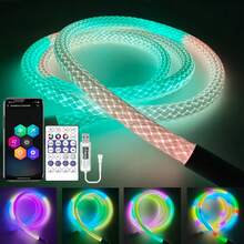 [360 Grad Kreismesh LED Licht] 1 Stück Weltraum-Thema USB betriebener LED Neon Lichtstreifen, 360 Grad Kreismesh Muster, mehrfarbiges RGB+IC flexibles Silikonlicht für Weihnachtsparty DIY - Verschiedenfarbig - Übersicht 2