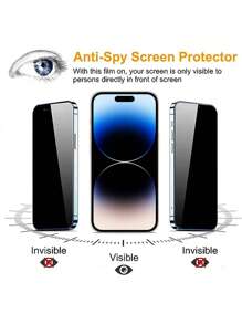 1 pieza Protector de pantalla de vidrio templado 9H, antiespía, antiestático, antirreflejo, sin burbujas, sensible al tacto, resistente a los arañazos y a las huellas dactilares, para iPhone 16/16 Pro/16 Promax/16 Plus/15 Pro/15 Pro Max/15 Plus/14 Pro/14 Pro Max/14 Plus/13 Mini/13 Pro/13 Max/12