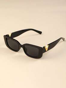 1 件装新款小框时尚韩版女士时尚眼镜，嘻哈方框眼镜，时尚影响者眼镜沙滩配饰女士眼镜墨镜基础款秋冬女装商务休闲礼品矩形 - 黑色 - 查看 10