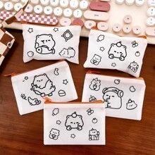 Nova bolsa pequena feita à mão com grafite de capivara, bolsa para guardar moedas faça você mesmo, bolsa de armazenamento com porta-cartões pintado de alta qualidade, bolsa de armazenamento durável feita por você mesmo