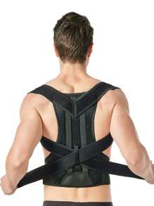 1pc Posture Corrector For Men & Women - Adjustable Upper & Lower Back Support, Ergonomic Design For Improved Spine Alignment, Waist Stability & Daily Use, Black With Blue Accents, Posture Corrector For Adults, Sleek Back Brace, Durable Back Brace